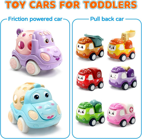 ZHENDUO BLASTER 8 Pack Mini Toy Cars for Toddlers 1-3, Pull Back Friction Powered Truck Toys for Kids