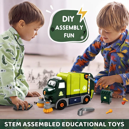 Brixlytoys Set, 3 4 5 6 7 8 Trucks Take Apart Toys with Electric Drill, DIY Electric City Clean Truck Toy Disassembly
