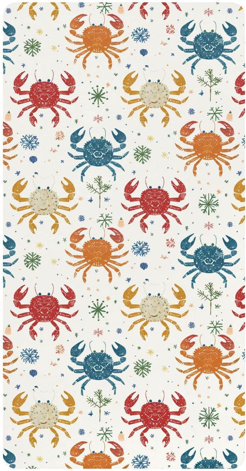 miaozhen Cotton Baby Crib Sheets Comfy Breathable Rainbow Playful Crab Colorful Toddler Mattress