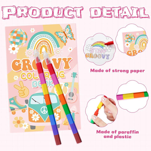 24 2-4-8-12 Cinrobiye Coloring Books for Kids With Stacking Crayons Bulk Mini Coloring Books Bulk for Ages Activity