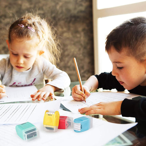 Miseyo Dashed Handwriting Lines Practice Roller Stamp, Self-Inking Mint Green Line Rolling Stamps for Kids