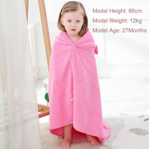 MICHLEY Unisex Baby Animal Hooded Bath Towel, Soft Cotton Washcloth for 0-6T, Pink