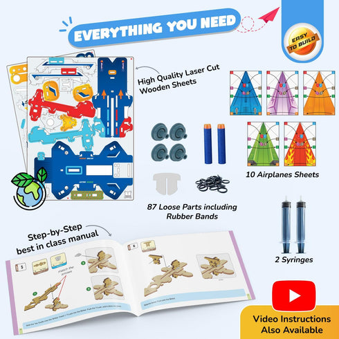 2in1 6-14 6, 8,10,12,14 Smartivity DIY Hydraulic Paper Airplanes & Darts Launcher STEM Toy for Kids Ages Years I