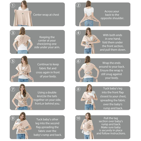 Jeroray Baby Wraps Carrier, Baby Carrier,Hands Free Infant Carrier, Lightweight,Breathable,Softness,Khaki