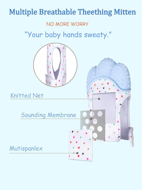 Giftty Teething Mitten Chew Mitt Baby Teether Glove - Self Soothing Toy for 0-6 Months