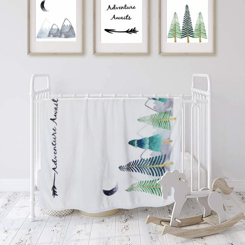 &12 45''x40'' Baby Monthly Milestone Blanket for Boy Girl Gender Neutral Gift for Baby Shower, Mountain Blanket