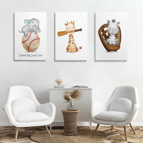 GUBIYU Set 3,Sports 12"x16" Baseball Sports Nursery Decor Boy Nursery Wall Decoration Baby Boy Sport Canvas Little Man