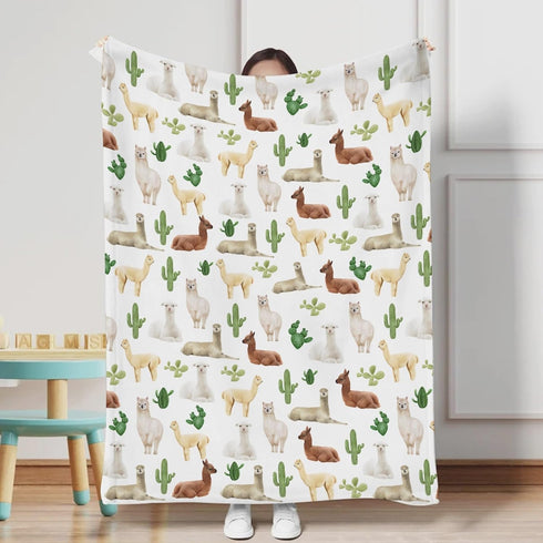 Watercolor Llama Alpacas Cactus Baby Blanket for Boy Girl Desert Animal Flannel Soft Receiving Blanket Wild Animal Plants Swaddle Blanket Toddler Newborn Daycare Nursery Bedding Crib Blanket 30x40 by Hwmmbh