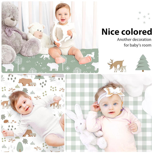 3 Pack 52x28 Baby Crib Sheets for Boys and Girls, Fitted Crib Sheets Neutral for Standard Crib and Toddler Mattresses