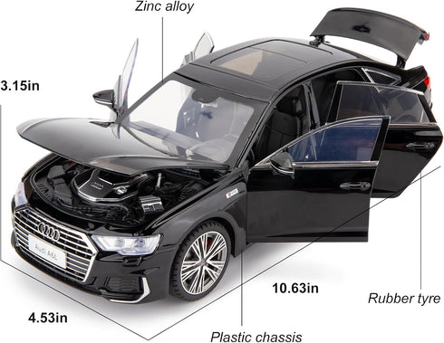 BDTCTK Compatible 1:18 Audi A6L Model Car, Diecast Collectible Pull Back Toy Car with Sound and Light