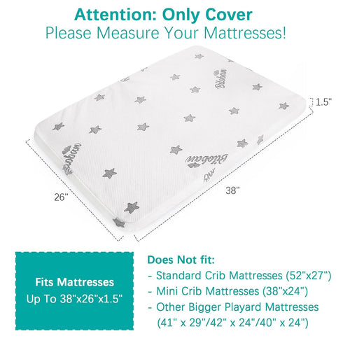 2 Pack Pack Pack 1.5 Inches, and Play Mattress Protector Cover Zipper, Compatible with Graco n Play & Dream On Me