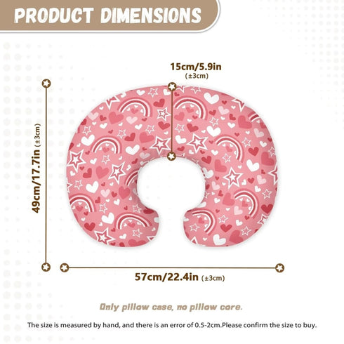 Hechitok Rainbow Heart Nursing Pillow Covers, Nursing Pillow Slipcovers Breastfeeding Newborn Infant Feeding Cushion