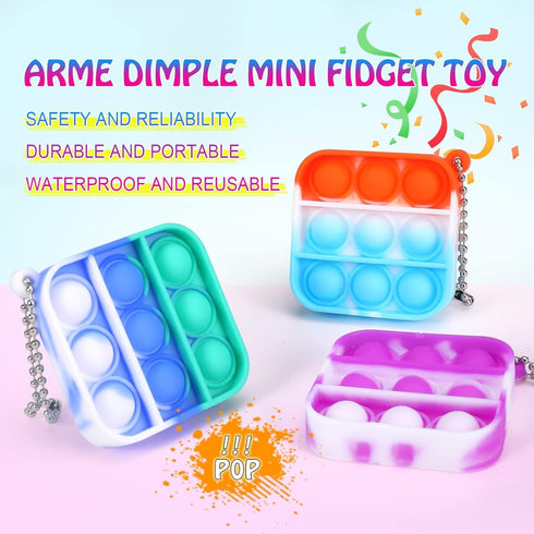 150 PCS Mini Pop Fidget Toys Bulk Party Favors, Silicone Squeeze Pop Bubble Keychain Fidget Sensory Toys for Kids