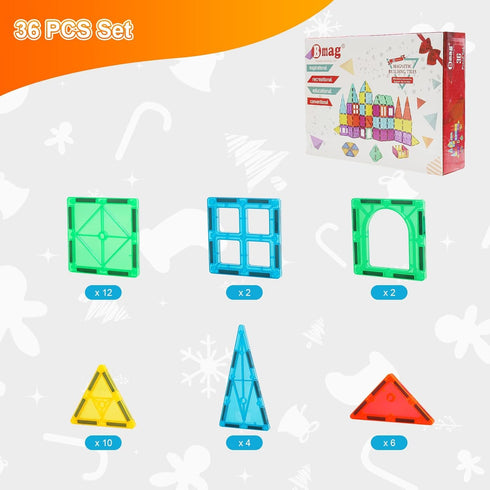 Bmag Magnetic Tiles Toys for Kids - Starter Set 3D Magnet Building Blocks for 3+ Year Old Boys and Girls