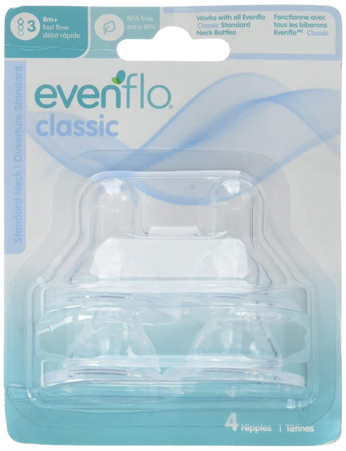 Evenflo Classic Bottle Nipples, 12 Count, Fast Flow