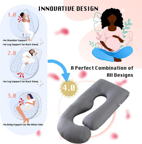 ALLOPERA 57 inch, 100% Pregnancy Pillow, Full Body Maternity Pillow with Removable Washable Cover - Sleep Support