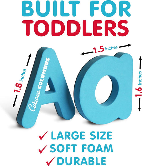 Curious Columbus Magnetic Letters and Numbers for Toddlers, Foam Alphabet Fridge Magnets for Kid Learning