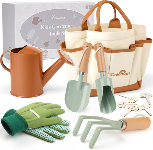 Dreamon Gardening Set Toys for Kids, Quality Garden Tool Kit Includes Tote