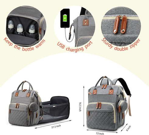 3 1 Backpack Pack Diaper Bag with Changing Station, Waterproof in Baby Diaper with Foldable Changing Pad, Large Travel