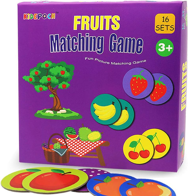 KiDEPOCH Memory Game with 16 Matching Pairs - Non Toxic Preschool Educational Game for Kids 3 Years and Up