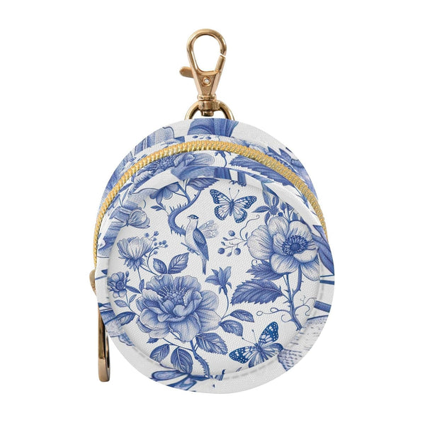 YETTASBIN Blue Flower Portable Pacifier Holder Case with Metal Hook Buckle & Zipper