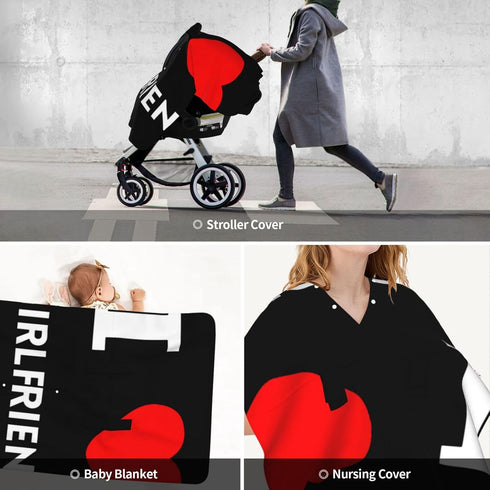 Zhbvncp I Love My Girlfriend Baby Car Seat Cover & Breastfeeding Nursing Cover - Breathable Stretch Fabric Multi-Use