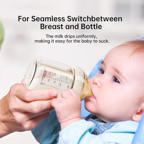 5oz 0-6 2 Pack 4pcs Natural Nursing Glass Baby Bottle - with Anti-Colic Vent System - BPA-Free, with Medium Flow