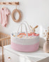 Maliton Diaper Caddy for Baby Girl-Cotton Rope Diaper Caddy, Diaper Organizer for Changing Table, Portable Baby Basket