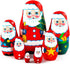7 Christmas Santa Wooden Nesting Dolls pcs - Santa Claus Christmas Decoration Doll Gifts Ideas - Handcrafted