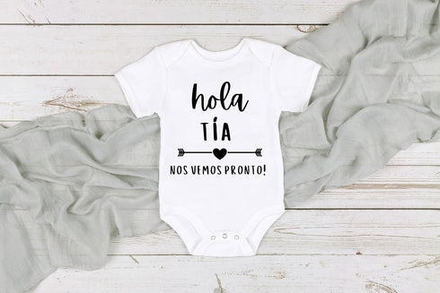 Generic "Hola Tia Nos Vemos Pronto" Pregnancy Announcement Outfit Gift for Expecting Aunties
