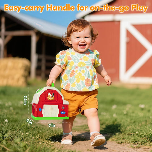 1 2 3 1-3, 12-18 Montessori Toddler Toys for Year Old Boys Girls, Musical Farm Animals Barn Toy with Sound & Light