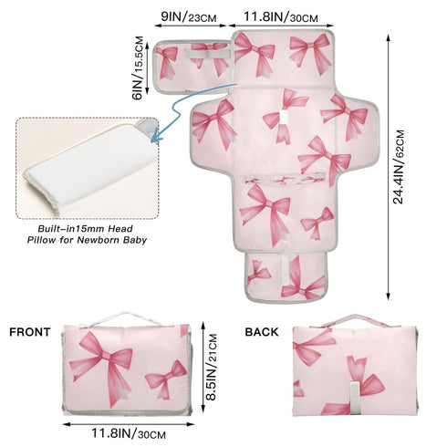 DUOBU Portable Diaper Changing Pad Foldable Baby Changing Mat with Built-in Pillow Waterproof Changing Pad for Newborn