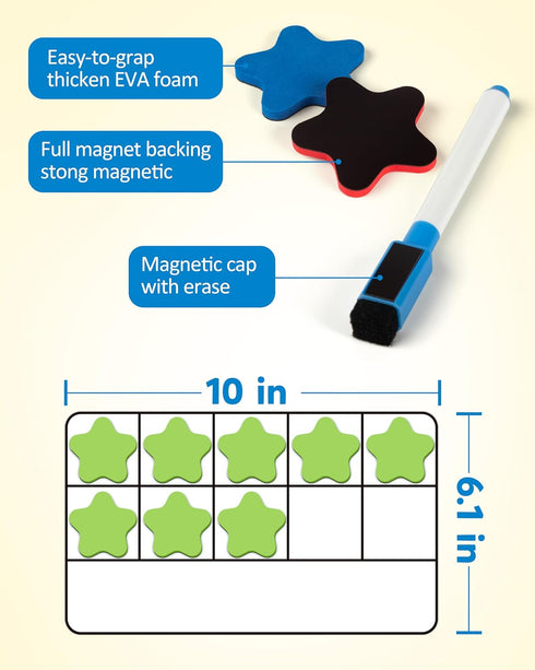 Coogam Magnetic Ten-Frame Set, Math Manipulative EVA Number Counting Games for Kindergarten Classroom Kids 3-5