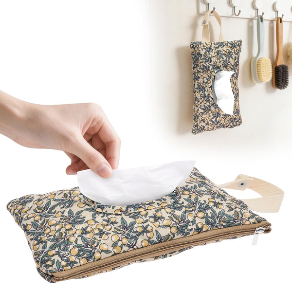 Tcwhniev Baby Wipe Holder, Portable Diaper and Wipes Pouch Hanging Floral with Lanyard