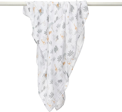 2-Pack Lambs & Ivy Jungle Adventure Cotton Muslin Newborn Baby Swaddle Blankets