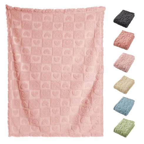 Yagle Mate 4 Cozy 3040 Pcs Baby Blankets,Fleece Heart Checkered Blanket, and Fluffy Crib Blankets for Girls, Toddler