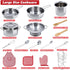 Kids Kitchen Pretend Play Accessories Set, 32 Items Stainless Steel Pots and Pans with Rack Organizer, Cooking Utensils