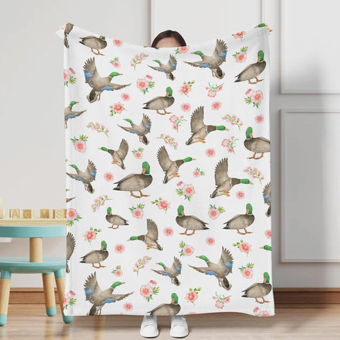 Mallard Duck Boho Floral Baby Blanket for Boys & Girls Duck Hunting Newborn Kids Toddler Baby Nursery Bed Blanket Stroller Crib Soft Warm Receiving Blankets Wild Animal Swaddle Blanket 30x40 by KASTLEE