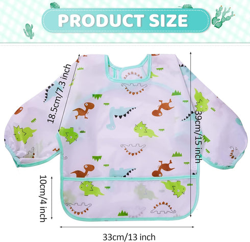 Pack Tarpop Long Sleeve Bibs Infant Smocks Multi Waterproof Soft Sleeved Bibs for Babies Toddler Eating Feeding
