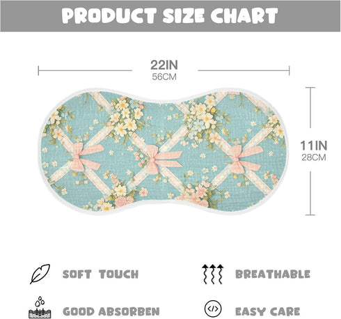 tplaotee 22x11in Vintage Pastel Pink Bows Wildflowers Blue Argyle Shapes Cotton Muslin Baby Burp Cloths Soft Touch Baby