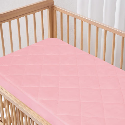 2 Pack 38" 24" Mini Crib Mattress Protector Sheets Fitted Waterproof Mini Crib Mattress Protector Pad Cover Pink