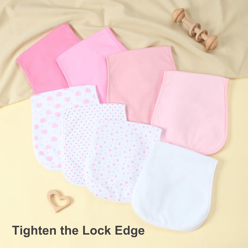 8-Pack 4-Layer Waterproof Baby Burp Cloths - Super Absorbent Fabric, Extra Soft Plush Spit Up Rags for Newborns