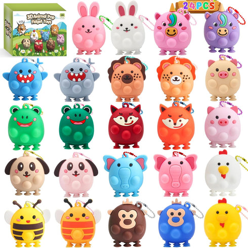 DREACAREFT 24pcs Party Favors for Kids - 3D Animal Pop Fidget Toys