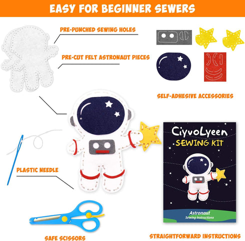 7 8 9 10 11 12 Set 11 CiyvoLyeen Space Sewing Kit for Kids Solar System DIY Activity Kids Felt Craft Supplies for Girls