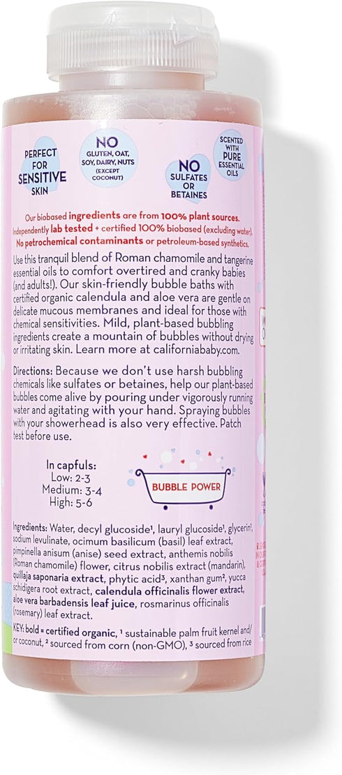 100% 384 mL 13oz California Baby Overtired & Cranky Bubble Bath | Plant-Based Kids Bubble Bath | Uplifting Scent | Baby