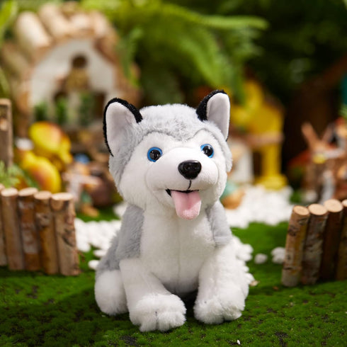 Athoinsu Light Up Husky Dog Stuffed Animal, Soft Glowing Plush Puppy Toy with Magic LED Night Lights, 8''