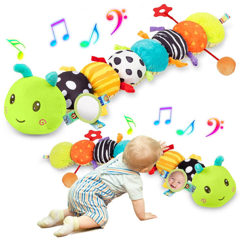 CAHILON Baby Sensory Toys 0-6 6-12 Months, Musical Plush Animal Stuffed Caterpillar with