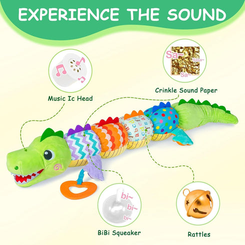 Baby Boy Soft Tummy Time Toy - Multi-Texture Rattle, Crinkle Caterpillar for 0-12 Months, Baby Gift