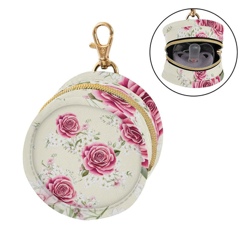 YETTASBIN Pink Rose Portable Pacifier Holder Case with Metal Hook Buckle & Zipper for Diaper Bag and Stroller