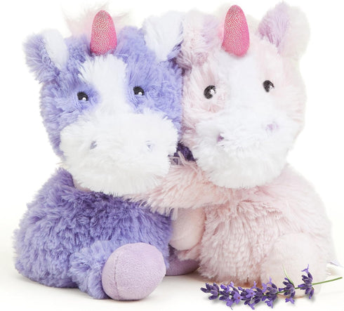 warmies Hugs Duo, Microwavable & Weighted Stuffed Animals, Unicorn - Heated Stuffed